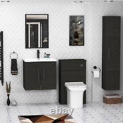 Wall Hung Bathroom Vanity Unit Cabinet 2-Door 500/600mm with Brass Black Handle