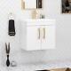 Wall Hung Bathroom Vanity Unit Cabinet 2-door 500/600mm With Brass Gold Handle