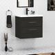 Wall Hung Bathroom Vanity Unit Cabinet 2 Drawer 500/600mm With Brass Black Handl
