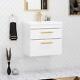 Wall Hung Bathroom Vanity Unit Cabinet 2 Drawer 500/600mm With Brass Gold Handle