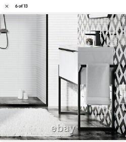 Wall Hung Bathroom Vanity Unit Matt Black Frame 600mm Mono Cabinet