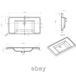 Wall Hung Bathroom Vanity Unit With Sink Basin 900mm Graphite Oak 2 Drawer