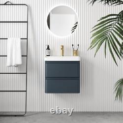 Wall Hung Bathroom Vanity Unit with Basin Drawers White, Light Grey, Dark Grey