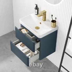 Wall Hung Bathroom Vanity Unit with Basin Drawers White, Light Grey, Dark Grey