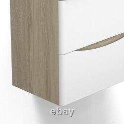 Wall Hung Bathroom Vanity Unit with Gelcoat Resin Stone Basin Storage Two Drawer