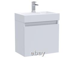 Wall Hung Vanity Basin Unit & Slimline Polymarble Basin 500mm Gloss White