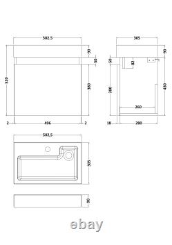 Wall Hung Vanity Basin Unit & Slimline Polymarble Basin 500mm Gloss White