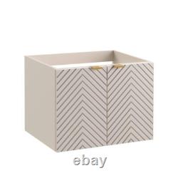Wall Hung Vanity Unit 600mm Bathroom Cabinet Ribbed Beige White Countertop Cara
