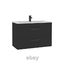 Wall Hung Vanity Unit Bathroom Furniture Storage Cabinet 2 Drawer 500/600/800mm