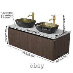 Wall Mounted Bathroom Vanity Unit & Basin Sink Dual Doors Storage Cabinet 1200mm