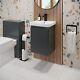 Wall Mounted Bathroom Vanity Unit Basin Sink Storage Furniture Cabinet 400 Grey