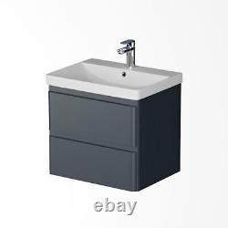 Wall Mounted Bathroom Vanity Unit Basin Sink Storage Furniture Cabinet 600 Grey