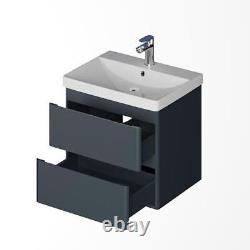 Wall Mounted Bathroom Vanity Unit Basin Sink Storage Furniture Cabinet 600 Grey