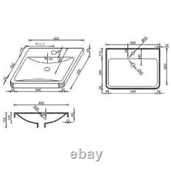 Wall Mounted Bathroom Vanity Unit & Basin Sink Storage Furniture Cabinet 600mm