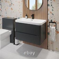 Wall Mounted Bathroom Vanity Unit Basin Sink Storage Furniture Cabinet 800 Grey