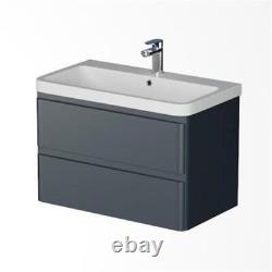 Wall Mounted Bathroom Vanity Unit Basin Sink Storage Furniture Cabinet 800 Grey