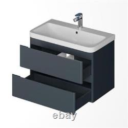 Wall Mounted Bathroom Vanity Unit Basin Sink Storage Furniture Cabinet 800 Grey