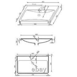 Wall Mounted Bathroom Vanity Unit Basin Sink Storage Furniture Cabinet 800 Grey