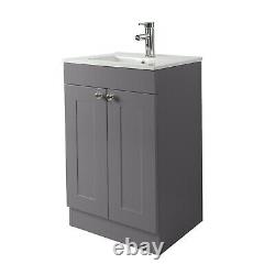 Wall Mounted Bathroom Vanity Unit Cloakroom Sink Cabinet Basin 500mm White/Grey