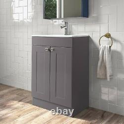 Wall Mounted Bathroom Vanity Unit Cloakroom Sink Cabinet Basin 500mm White/Grey