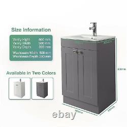 Wall Mounted Bathroom Vanity Unit Cloakroom Sink Cabinet Basin 500mm White/Grey