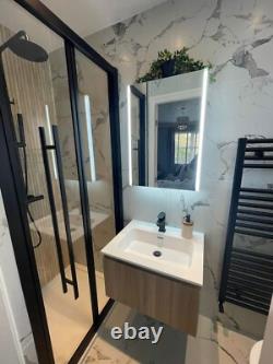 Wall hung bathroom vanity unit fluted design oak colour finish (one drawer) OAK