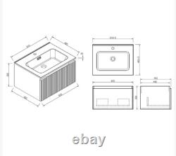 Wall hung bathroom vanity unit fluted design oak colour finish (one drawer) OAK