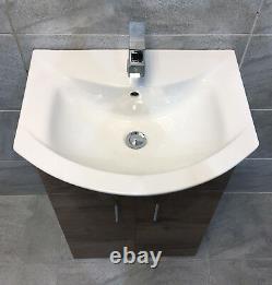 Walnut Oak Finish Vanity Basin Sink Unit 550mm Bathroom Storage Driftwood