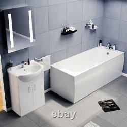 Warton Round Straight Bath, 550mm Floor Standing Vanity Basin Unit & Close Coupl