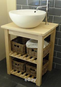 WashStand, Solid Birch Freestanding Vanity Unit for Bathroom Basin Sink Handmade