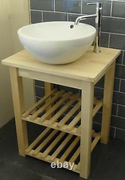 WashStand, Solid Birch Freestanding Vanity Unit for Bathroom Basin Sink Handmade