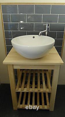 WashStand, Solid Birch Freestanding Vanity Unit for Bathroom Basin Sink Handmade