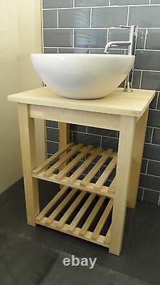 WashStand, Solid Birch Freestanding Vanity Unit for Bathroom Basin Sink Handmade