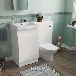 White 1000 mm Left Hand Side Vanity Basin Unit with Toilet Pan and WC Unit