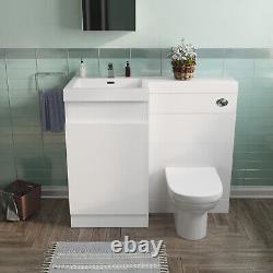 White 1000 mm Left Hand Side Vanity Basin Unit with Toilet Pan and WC Unit