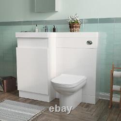 White 1000 mm Left Hand Side Vanity Basin Unit with Toilet Pan and WC Unit