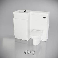 White 1000 mm Left Hand Side Vanity Basin Unit with Toilet Pan and WC Unit