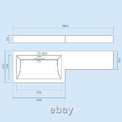 White 1000 mm Left Hand Side Vanity Basin Unit with Toilet Pan and WC Unit