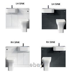 White 1000mm P-Shaped Vanity Unit Left Right Sink WC Toilet Bathroom Furniture