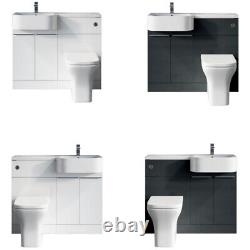 White 1000mm P-Shaped Vanity Unit Left Right Sink WC Toilet Bathroom Furniture