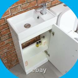 White 400mm Single Door Bathroom Cabinet Basin Sink Vanity Unit WITH Tap & Waste