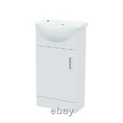 White 410mm Cloakroom Basin Sink Vanity Cabinet Unit with WC Toilet Set Dyon