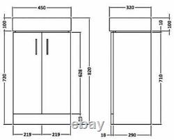 White 450mm Two Door Bathroom Cabinet Basin Sink Vanity Unit WITH Tap & Waste