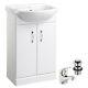 White 550mm Bathroom Cloakroom Vanity Unit Cupboard Cabinet With Tap & Waste
