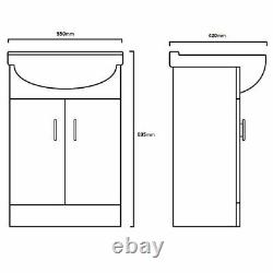 White 550mm Bathroom Cloakroom Vanity Unit Storage Cabinet & Ceramic Basin Sink