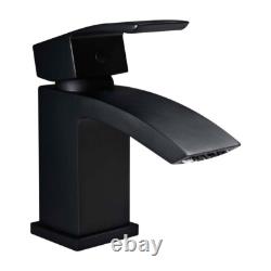 White 550mm Two Door Bathroom Cabinet Basin Sink Vanity Unit Black Tap & Waste