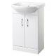 White 550mm Two Door Bathroom Cabinet Basin Sink Vanity Unit With Tap & Waste
