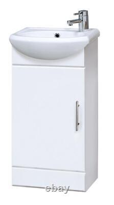 White Basin Vanity Cabinet Cloakroom Bathroom Sink Unit 420mm
