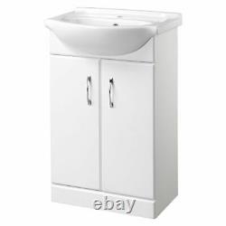 White Bathroom 550mm Vanity Sink Unit Basin Cloakroom Furniture Storage Cabinet