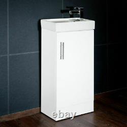 White Bathroom Floor Standing Vanity Basin Sink Unit Cloakroom Cabinet Waterfall